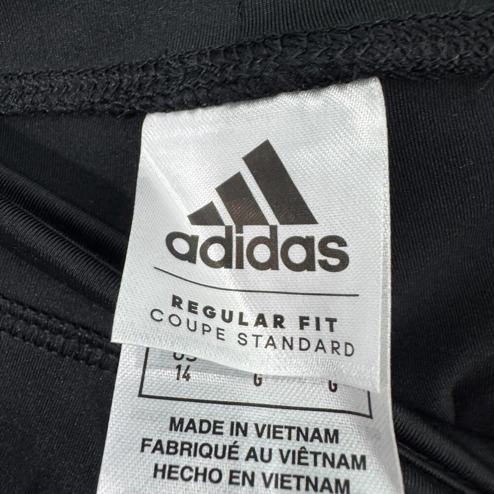 Adidas Big Girl’s Size Large 14 Black Silver Logo Sporty Athletic Tights New - Picture 4 of 9